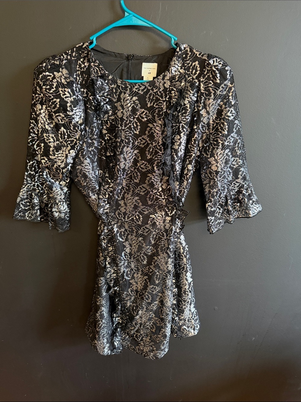 H&M x The Vampire’s Wife Black & Silver Lace-Pattern Women's Dress